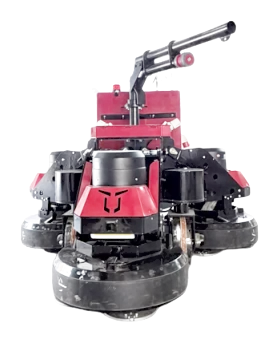Close view of the KDKP three-head grinder structure